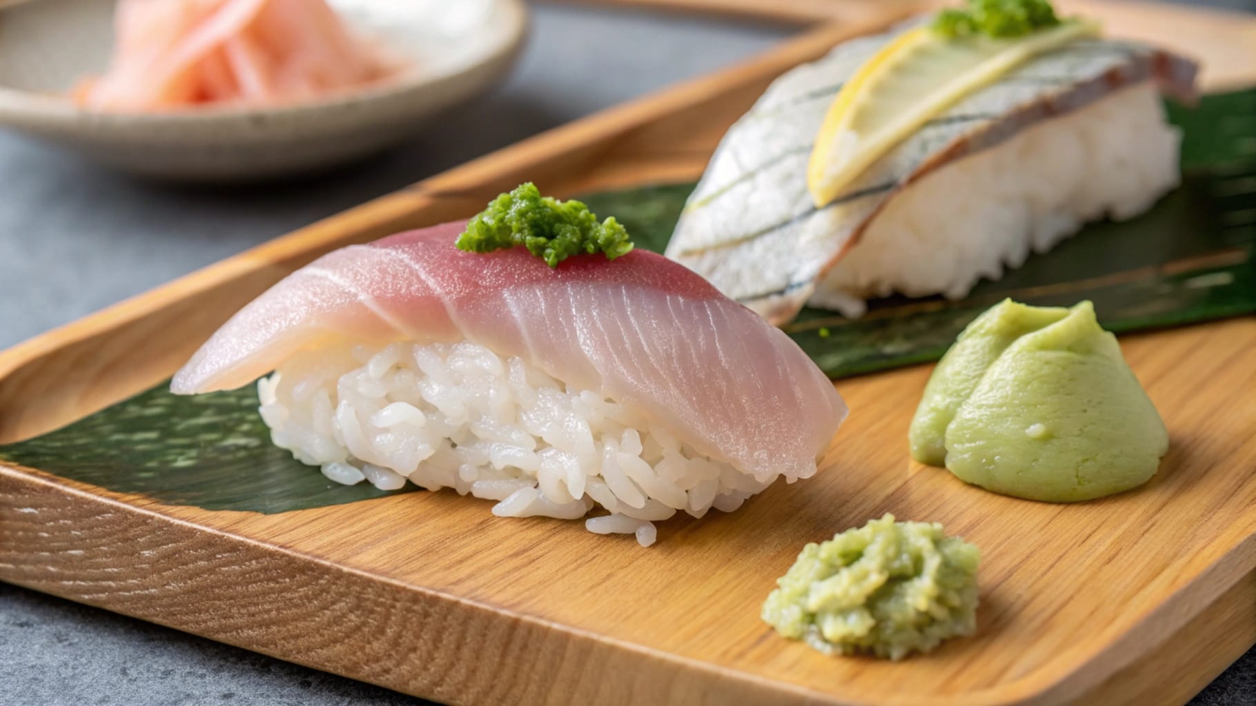 Fresh Hamachi fish fillets, ready to be served as sushi with vibrant color and delicate texture.