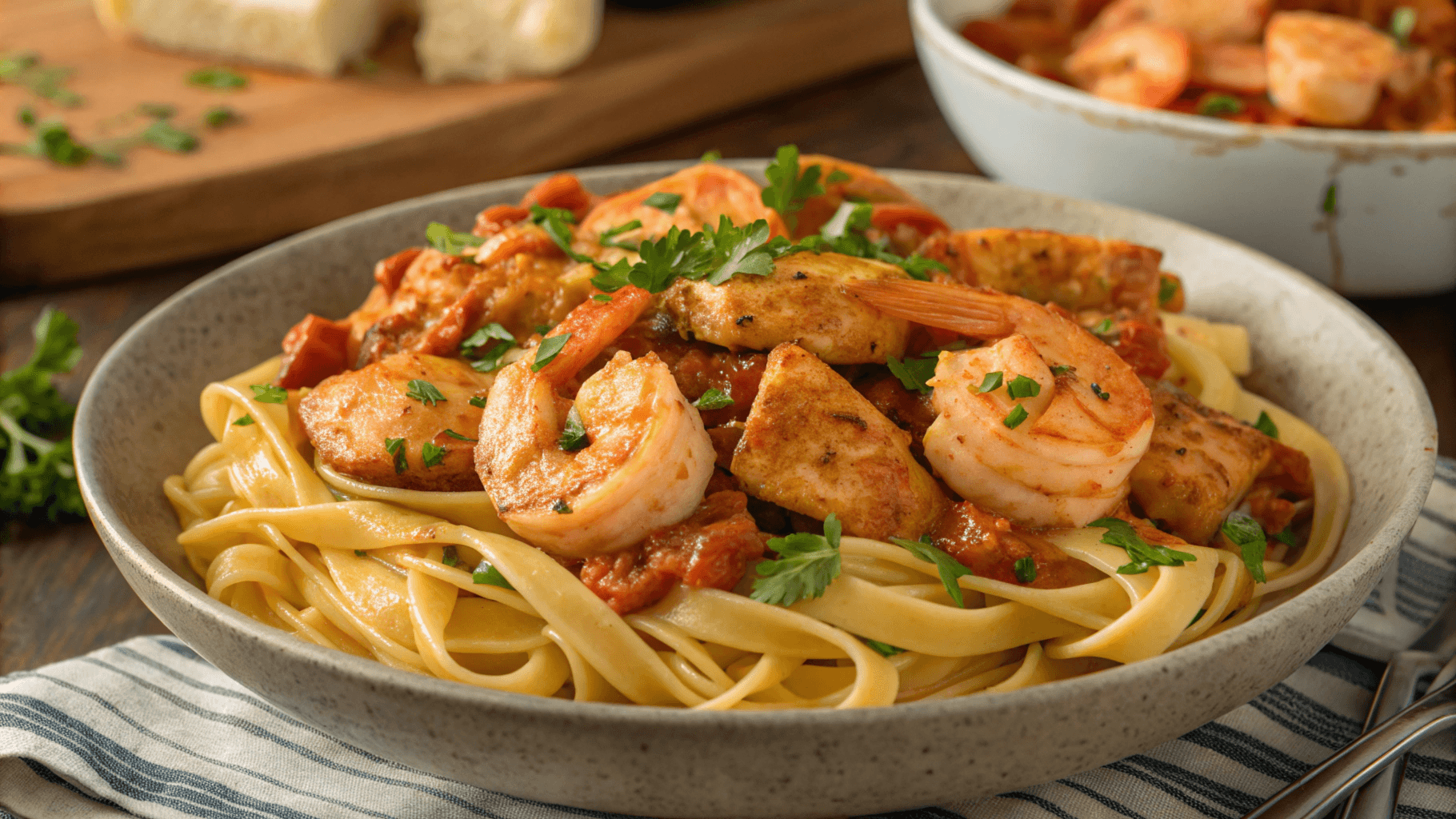 cajun chicken and shrimp pasta